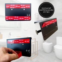 WC Rolhouder - Zelfklevend Toiletrolhouder Met Plankje - WC Papier Houder Zonder Boren - WC Rolhouder Met Plankje - Toiletrolhouder - Toiletrolhouder Zwart - Fienosa -Merkloos Verkoop 1200x1200 520