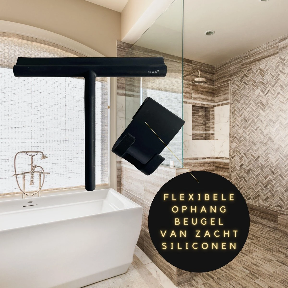 Fienosa Douchewisser Anti Kras Siliconen - Zachte Glashaak - Zwart 10 Fienosa Douchewisser Anti Kras Siliconen - Zachte Glashaak - Zwart - Afbeelding 10