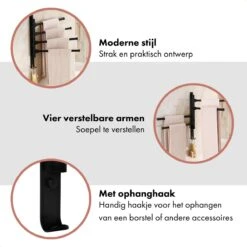 QUVIO Handdoekrek Met 4 Armen / Wandrek / Handdoekrek Keuken / Handdoekenrek Badkamer / Handdoekenrek / Handdoekrek / Handdoekrek Badkamer / Handdoekhaakjes / Handdoekhouder / Wandplank - Verstelbaar - Staal 11 QUVIO Handdoekrek Met 4 Armen / Wandrek / Handdoekrek Keuken / Handdoekenrek Badkamer / Handdoekenrek / Handdoekrek / Handdoekrek Badkamer / Handdoekhaakjes / Handdoekhouder / Wandplank - Verstelbaar - Staal -Merkloos Verkoop 1200x1200 54
