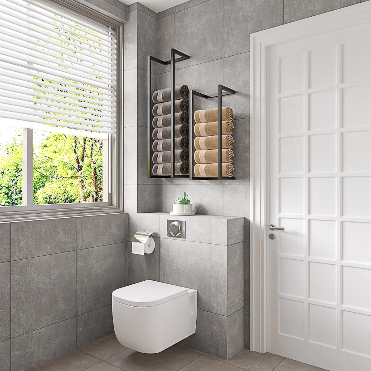 SaniDreams Carbon Handdoekenrek L Zwart - Staal - 90x25x20cm 4 SaniDreams Carbon Handdoekenrek L Zwart - Staal - 90x25x20cm - Afbeelding 4