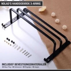 Nolad® Handdoekrek 3-armig - Handdoekhouder - Handdoekenrek - Zwart -Merkloos Verkoop 1200x1200 569