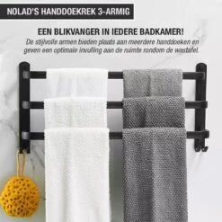 Nolad® Handdoekrek 3-armig - Handdoekhouder - Handdoekenrek - Zwart -Merkloos Verkoop 1200x1200 570