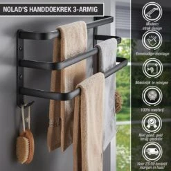 Nolad® Handdoekrek 3-armig - Handdoekhouder - Handdoekenrek - Zwart -Merkloos Verkoop 1200x1200 572