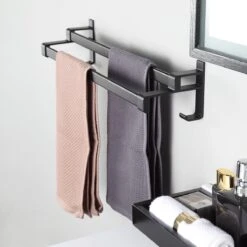 Handdoekrek Dubbele Stang Zonder Boren - Handdoekrek Badkamer - Handdoekhouder - Handdoekstang - Zelfklevend - 60CM - Gratis Handdoek -Merkloos Verkoop 1200x1200 586