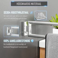 Nolad® Handdoekrek 2 Armig - Handdoekhouder - Handdoekenrek - RVS - Chroom -Merkloos Verkoop 1200x1200 595