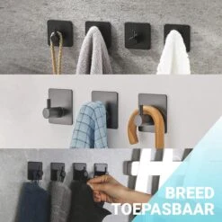 Qitch & Quisine Handdoekhaakjes - Set Van 3 Zwarte Haakjes - Zelfklevend - Waterbestendig - RVS 15 Qitch & Quisine Handdoekhaakjes - Set Van 3 Zwarte Haakjes - Zelfklevend - Waterbestendig - RVS -Merkloos Verkoop 1200x1200 633