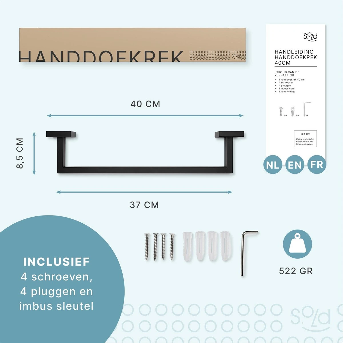 Handdoekrek - RVS - Badkameraccessoires - Keukenaccessoires - Mat Zwart - 40 Cm 7 Handdoekrek - RVS - Badkameraccessoires - Keukenaccessoires - Mat Zwart - 40 Cm - Afbeelding 7