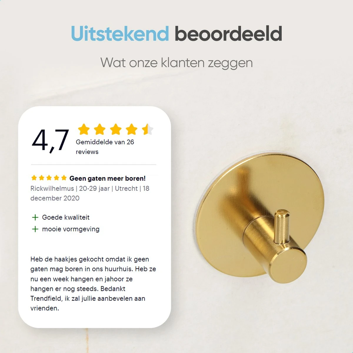 Trendfield Handdoekhaakjes Zelfklevend Goud - 2 Ronde Gouden Handdoek Haakjes - Handdoekhaak - Goud 2 Trendfield Handdoekhaakjes Zelfklevend Goud - 2 Ronde Gouden Handdoek Haakjes - Handdoekhaak - Goud - Afbeelding 2