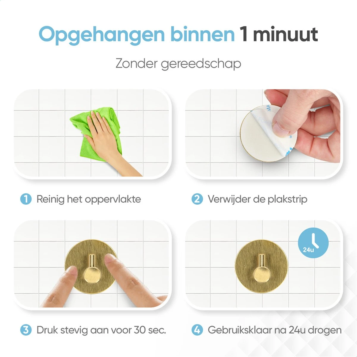 Trendfield Handdoekhaakjes Zelfklevend Goud - 2 Ronde Gouden Handdoek Haakjes - Handdoekhaak - Goud 4 Trendfield Handdoekhaakjes Zelfklevend Goud - 2 Ronde Gouden Handdoek Haakjes - Handdoekhaak - Goud - Afbeelding 4