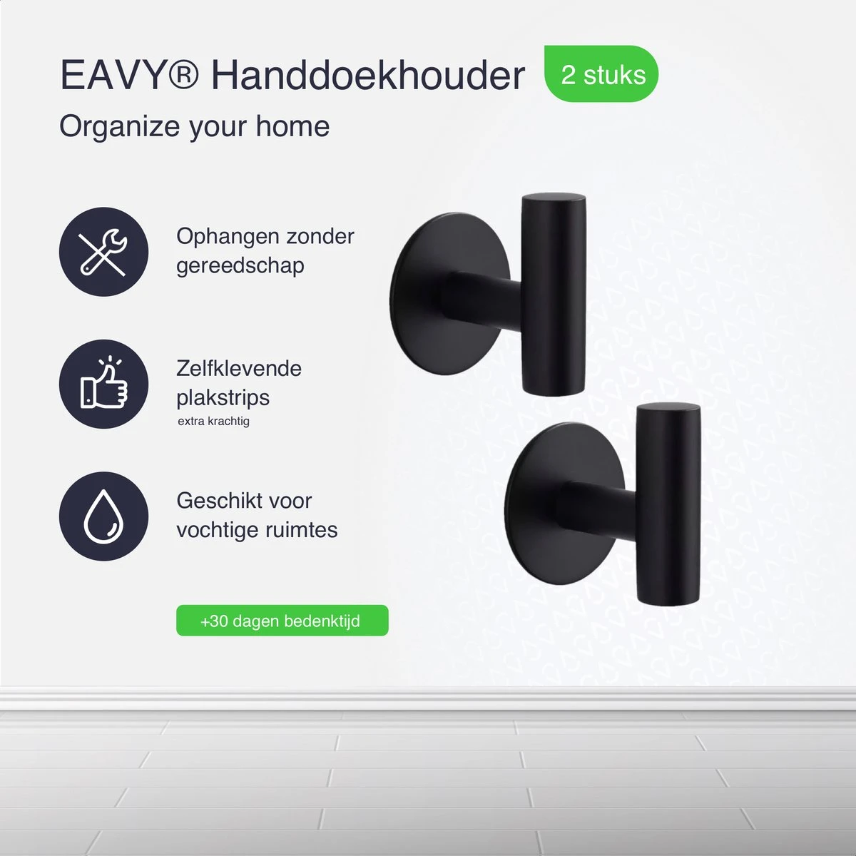 EAVY 2 Stuks Zelfklevende Handdoekhaakjes - Handdoekhouders - Plakhaakjes - Zwart 2 EAVY 2 Stuks Zelfklevende Handdoekhaakjes - Handdoekhouders - Plakhaakjes - Zwart - Afbeelding 2