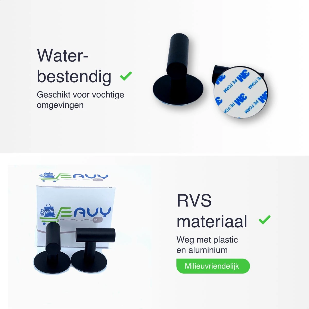 EAVY 2 Stuks Zelfklevende Handdoekhaakjes - Handdoekhouders - Plakhaakjes - Zwart 5 EAVY 2 Stuks Zelfklevende Handdoekhaakjes - Handdoekhouders - Plakhaakjes - Zwart - Afbeelding 5