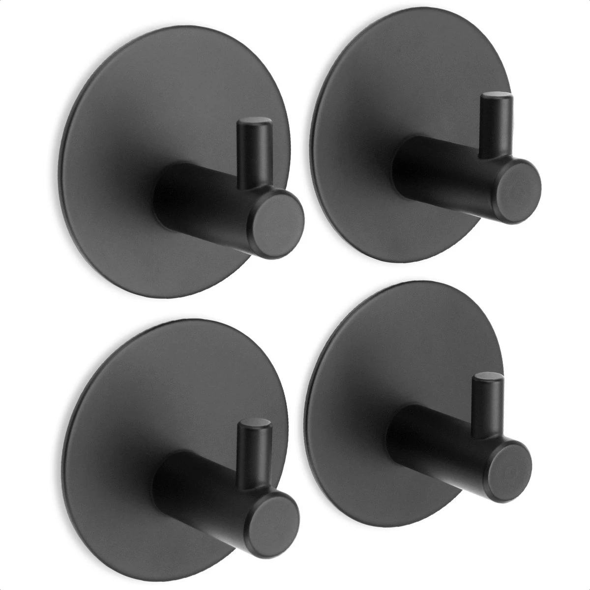 Handdoekhaakjes Set Zelfklevend Handdoekhouders Voor Badkamer En Keuken - 4 Stuks - RVS Mat Zwart 1 Handdoekhaakjes Set Zelfklevend Handdoekhouders Voor Badkamer En Keuken - 4 Stuks - RVS Mat Zwart
