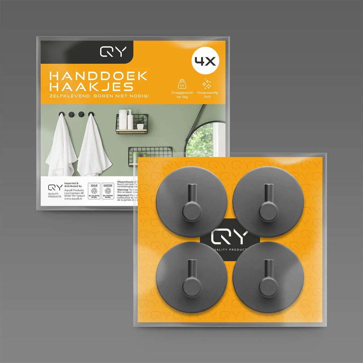 Handdoekhaakjes Set Zelfklevend Handdoekhouders Voor Badkamer En Keuken - 4 Stuks - RVS Mat Zwart 8 Handdoekhaakjes Set Zelfklevend Handdoekhouders Voor Badkamer En Keuken - 4 Stuks - RVS Mat Zwart - Afbeelding 8