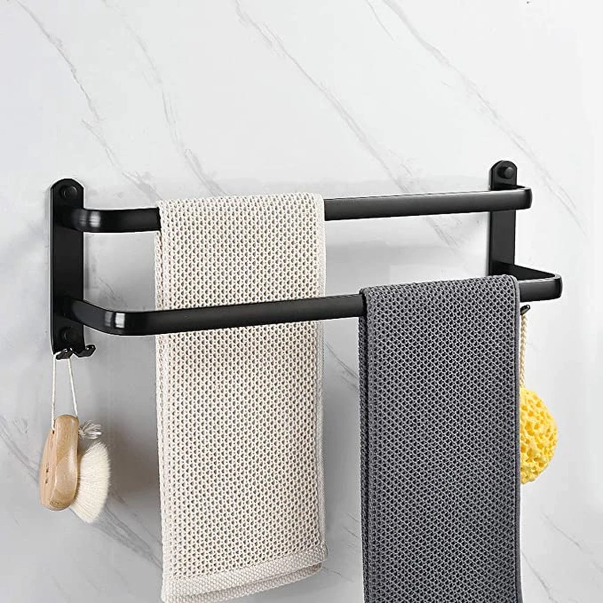 Vannons - Handdoekrek - Handdoekrek Badkamer - 2 Handdoeken - Zwart 1 Vannons - Handdoekrek - Handdoekrek Badkamer - 2 Handdoeken - Zwart