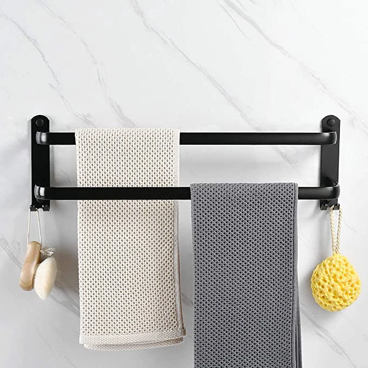 Vannons - Handdoekrek - Handdoekrek Badkamer - 2 Handdoeken - Zwart 2 Vannons - Handdoekrek - Handdoekrek Badkamer - 2 Handdoeken - Zwart - Afbeelding 2