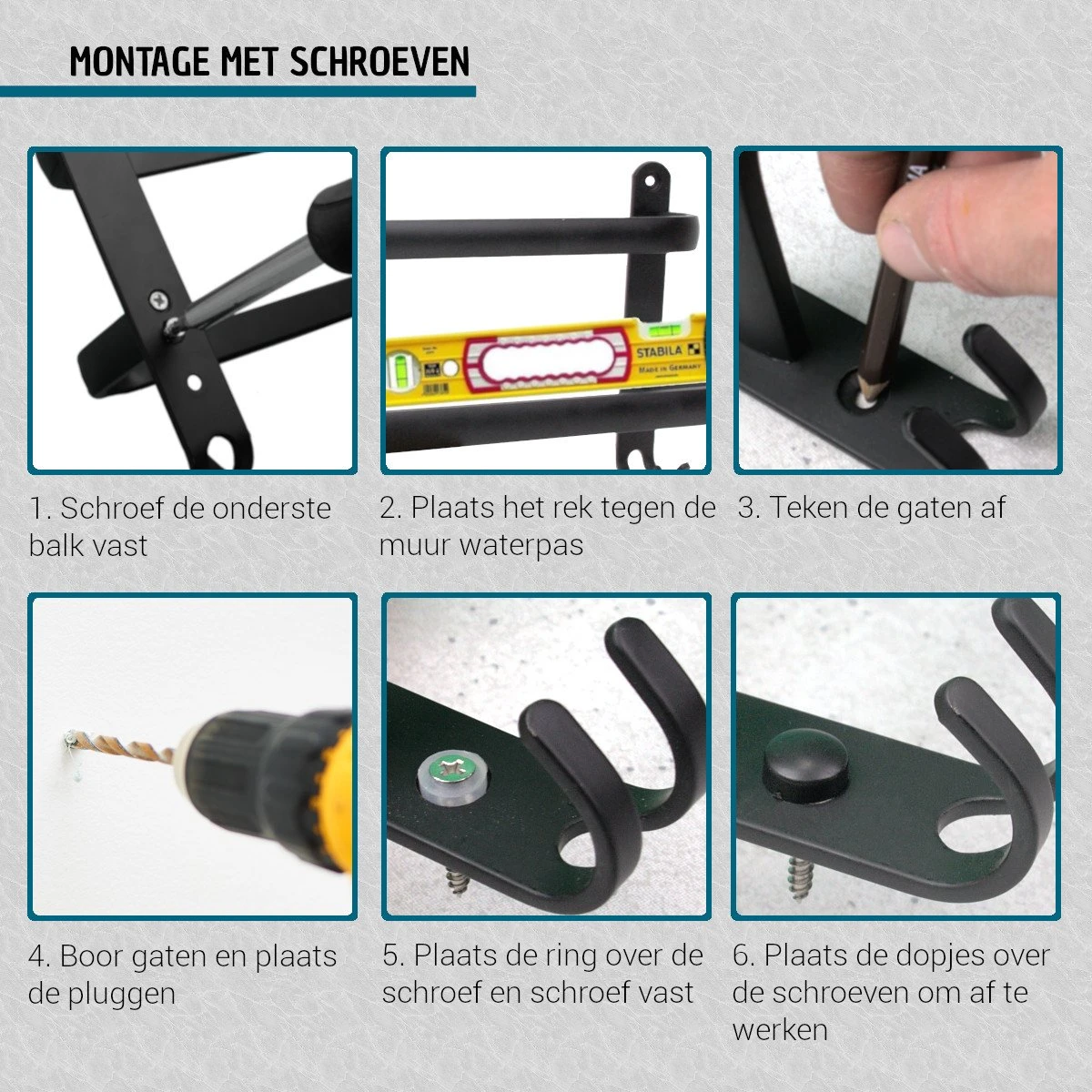 Vannons - Handdoekrek - Handdoekrek Badkamer - 2 Handdoeken - Zwart 6 Vannons - Handdoekrek - Handdoekrek Badkamer - 2 Handdoeken - Zwart - Afbeelding 6
