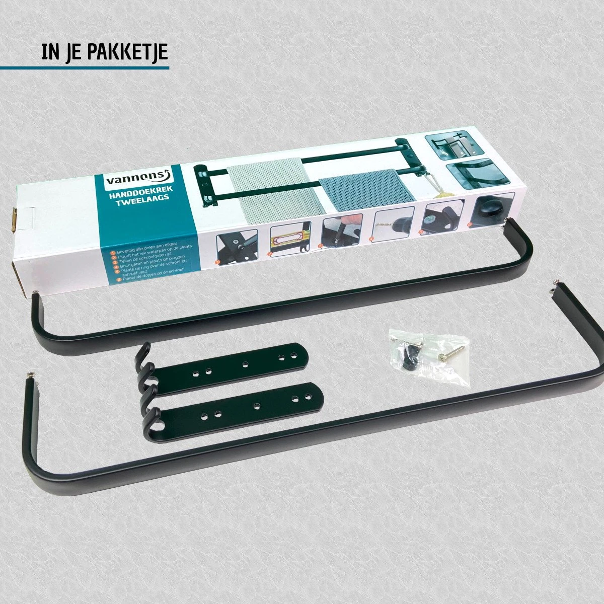 Vannons - Handdoekrek - Handdoekrek Badkamer - 2 Handdoeken - Zwart 7 Vannons - Handdoekrek - Handdoekrek Badkamer - 2 Handdoeken - Zwart - Afbeelding 7
