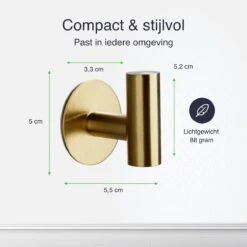 EAVY 2 Stuks Zelfklevende Handdoekhaakjes - Handdoekhouders - Plakhaakjes - Goud -Merkloos Verkoop 1200x1200 823