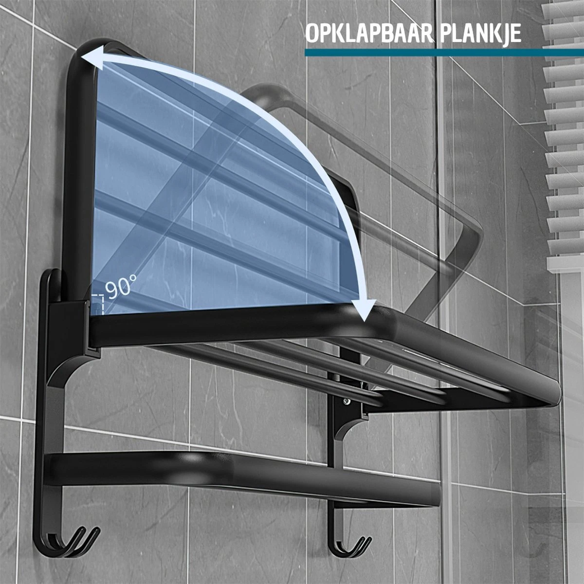 Vannons - Handdoekrek - Handdoekrek Badkamer - 2 Handdoeken - Handdoekrek Zelfklevend - Zwart 5 Vannons - Handdoekrek - Handdoekrek Badkamer - 2 Handdoeken - Handdoekrek Zelfklevend - Zwart - Afbeelding 5