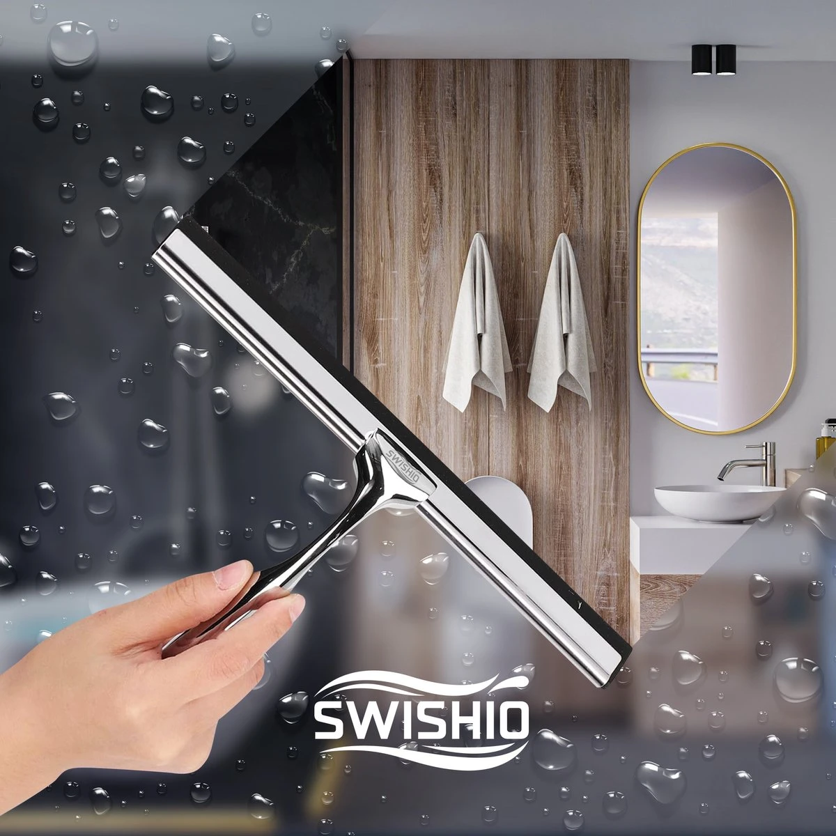 Douchewisser Met Ophangsysteem - Raamwisser - Raamtrekker - RVS - Extra Siliconen Strip 6 Douchewisser Met Ophangsysteem - Raamwisser - Raamtrekker - RVS - Extra Siliconen Strip - Afbeelding 6