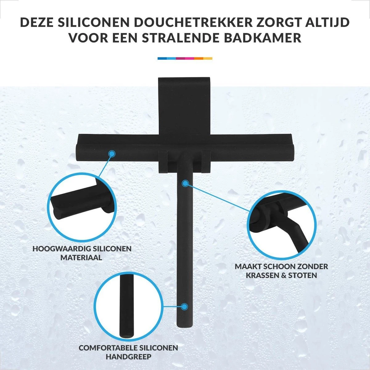 Douchewisser Met Ophanghaak – Trekker Douche – Douchetrekker Voor Badkamer – Raamwisser Douche – Zwart 7 Douchewisser Met Ophanghaak – Trekker Douche – Douchetrekker Voor Badkamer – Raamwisser Douche – Zwart - Afbeelding 7