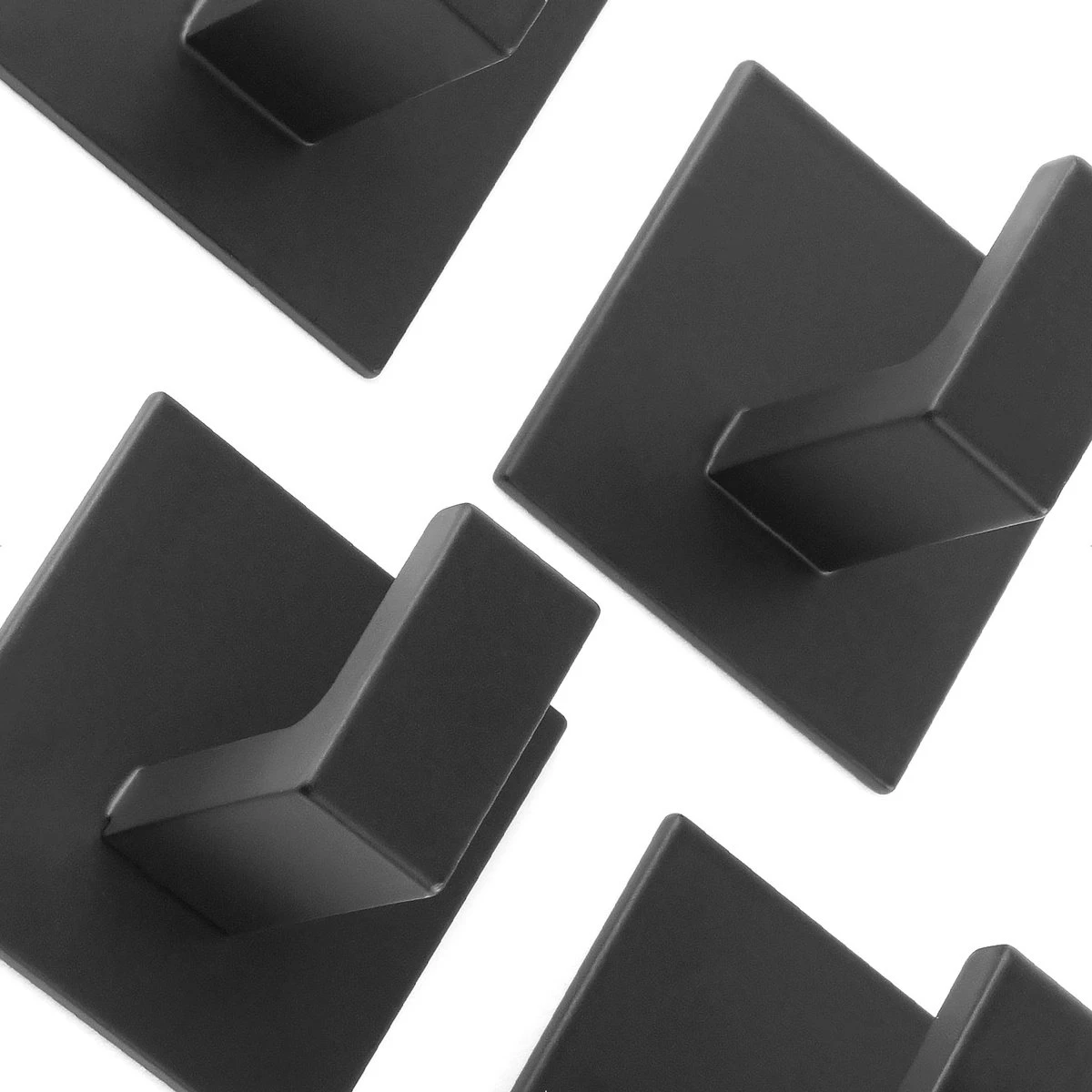 Stål Handdoekhaakjes Zelfklevend Zwart - Vierkant - 4 Stuks 4 Stål Handdoekhaakjes Zelfklevend Zwart - Vierkant - 4 Stuks - Afbeelding 4