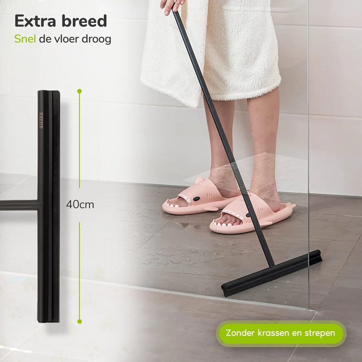 Vloerwisser - RVS - Vloertrekker Met Steel - Badkamer - Douchewisser Zwart - Douchetrekker 3 Vloerwisser - RVS - Vloertrekker Met Steel - Badkamer - Douchewisser Zwart - Douchetrekker - Afbeelding 3