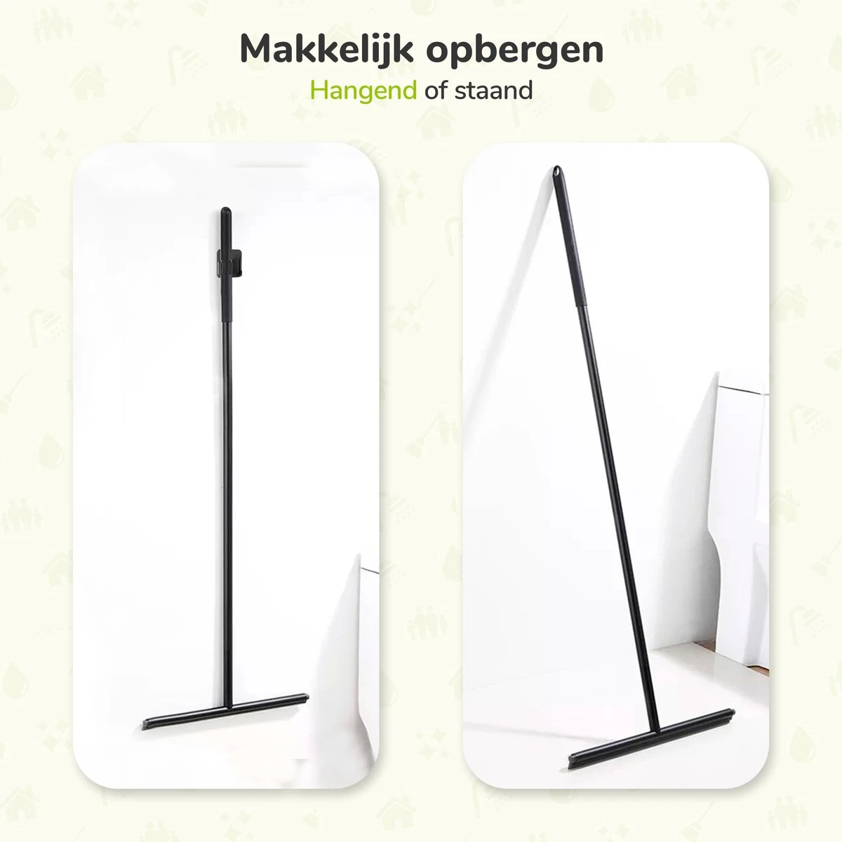 Vloerwisser - RVS - Vloertrekker Met Steel - Badkamer - Douchewisser Zwart - Douchetrekker 6 Vloerwisser - RVS - Vloertrekker Met Steel - Badkamer - Douchewisser Zwart - Douchetrekker - Afbeelding 6