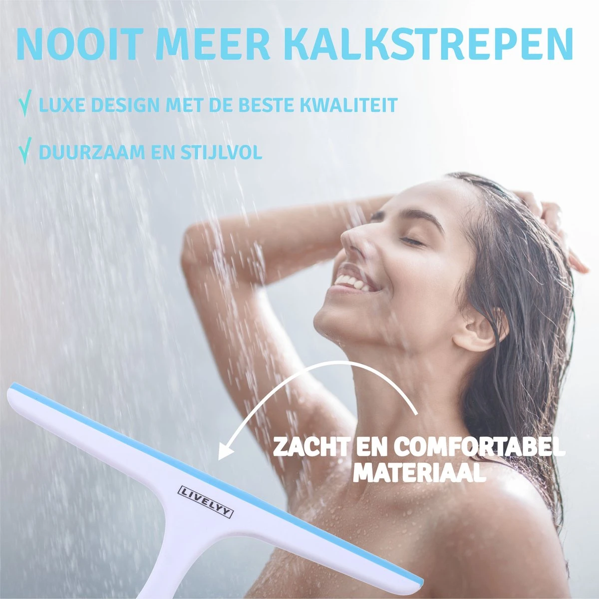 LIVELYY - Professionele Douchewisser - Raamwisser - Douche Trekker - Douchewissers - Aqua Blauw 6 LIVELYY - Professionele Douchewisser - Raamwisser - Douche Trekker - Douchewissers - Aqua Blauw - Afbeelding 6