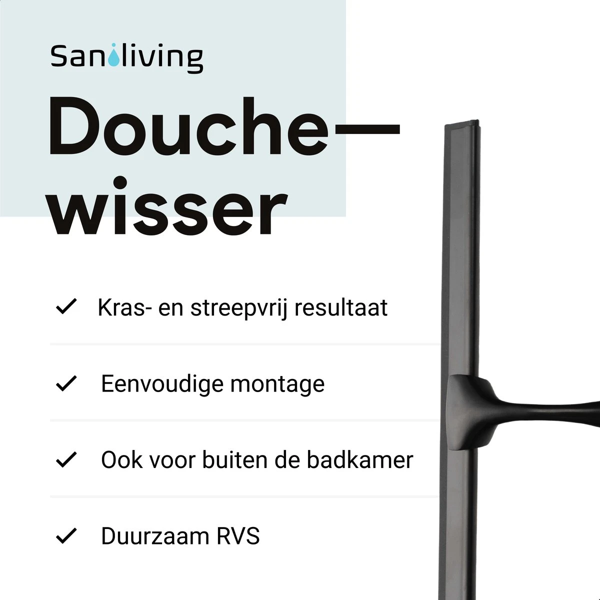 Douchewisser Met Ophanghaak En 2 Extra Strips - Raamwisser Voor Douche - Raamtrekker Zwart 10 Douchewisser Met Ophanghaak En 2 Extra Strips - Raamwisser Voor Douche - Raamtrekker Zwart - Afbeelding 10