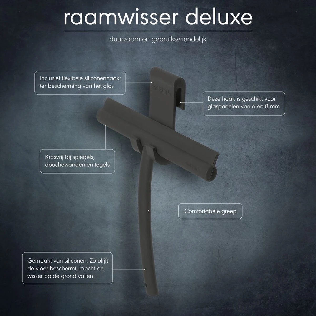 Sealskin Deluxe - Raamwisser Inclusief Flexibele Glashaak - Zwart 5 Sealskin Deluxe - Raamwisser Inclusief Flexibele Glashaak - Zwart - Afbeelding 5