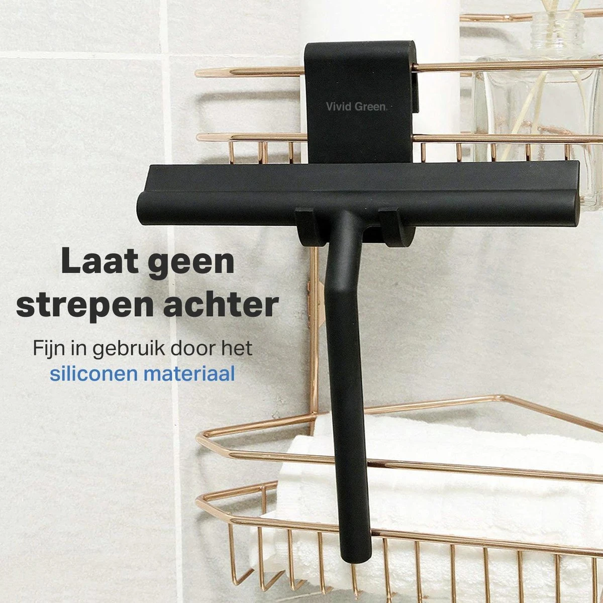 Vivid Green Siliconen Douchewisser Met Ophangsysteem – Raamwisser – Trekker Douche - Badkamer Accesoires – Wisser - Zwart 3 Vivid Green Siliconen Douchewisser Met Ophangsysteem – Raamwisser – Trekker Douche - Badkamer Accesoires – Wisser - Zwart - Afbeelding 3