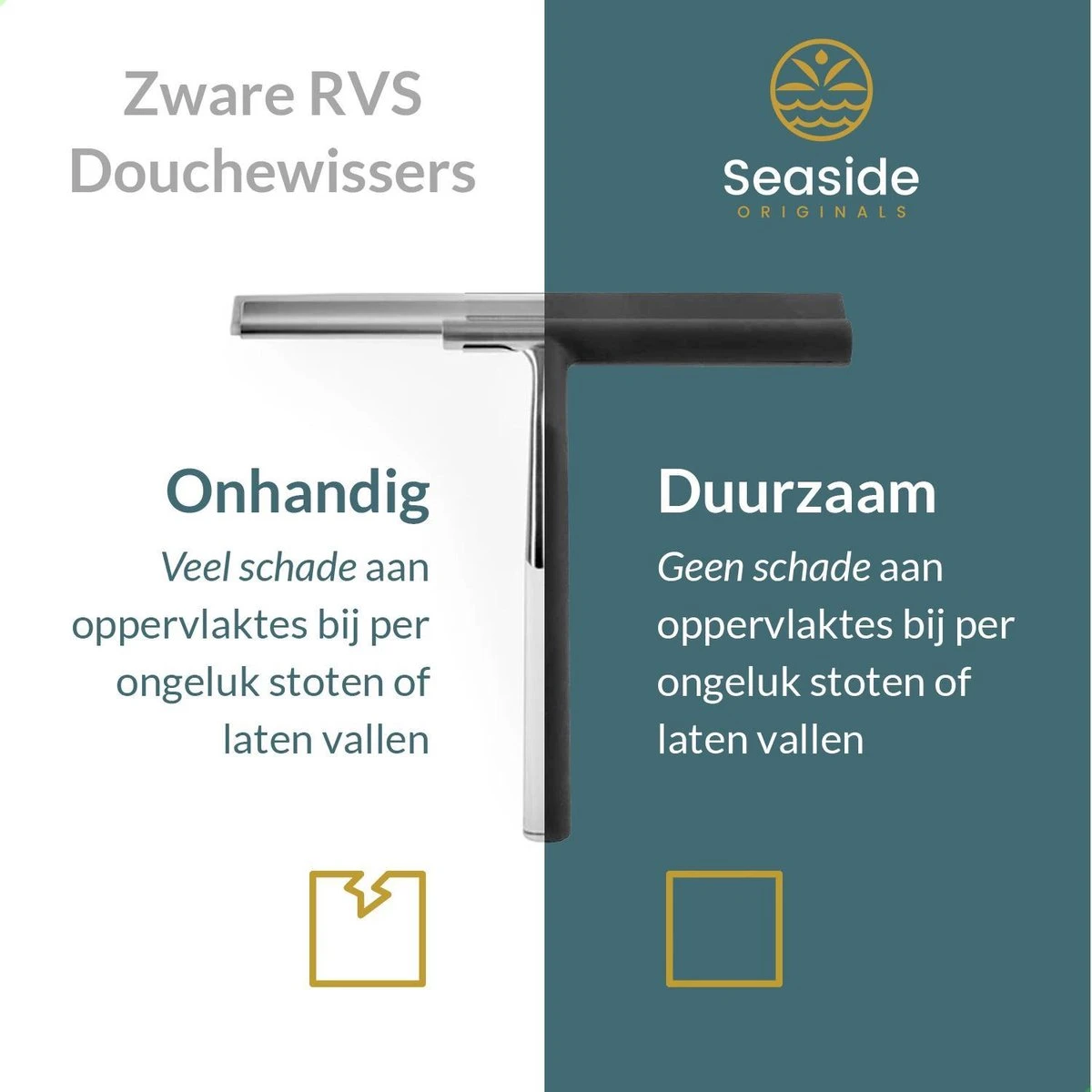 Seaside Originals Luxe Douchewisser Zwart Met Ophangsysteem En Opbergzakje - Raamwisser - Douchetrekker - Raamtrekker - Antislip - Badkamer Accessoires 3 Seaside Originals Luxe Douchewisser Zwart Met Ophangsysteem En Opbergzakje - Raamwisser - Douchetrekker - Raamtrekker - Antislip - Badkamer Accessoires - Afbeelding 3