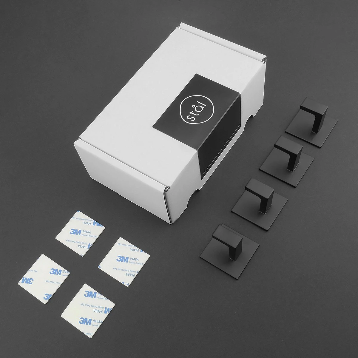 Stål Handdoekhaakjes Zelfklevend Zwart - Vierkant - 4 Stuks 11 Stål Handdoekhaakjes Zelfklevend Zwart - Vierkant - 4 Stuks - Afbeelding 11