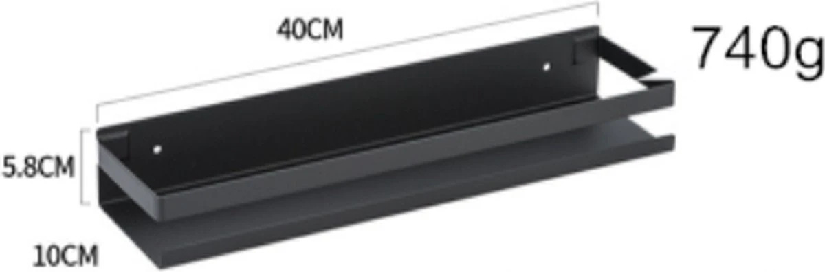 DesignX - Doucherek Zwart Hangend - 40CM Kruidenrek Keukenrek Ophangbaar - Caddy - Planchet - Wandrek Industrieel - Badkamer - Keuken 5 DesignX - Doucherek Zwart Hangend - 40CM Kruidenrek Keukenrek Ophangbaar - Caddy - Planchet - Wandrek Industrieel - Badkamer - Keuken - Afbeelding 5