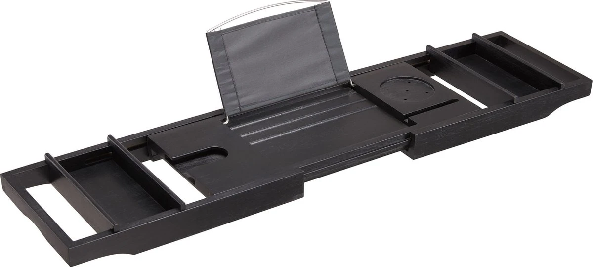 ACAZA Badrekje - Uitschuifbare Bamboe Bad Brug (Min 75 Cm - Max 109cm) - Verstelbare Plank Voor In Bad Met Tablet Houder - Zwart 1 ACAZA Badrekje - Uitschuifbare Bamboe Bad Brug (Min 75 Cm - Max 109cm) - Verstelbare Plank Voor In Bad Met Tablet Houder - Zwart