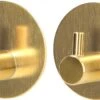 Trendfield Handdoekhaakjes Zelfklevend Goud - 2 Ronde Gouden Handdoek Haakjes - Handdoekhaak - Goud