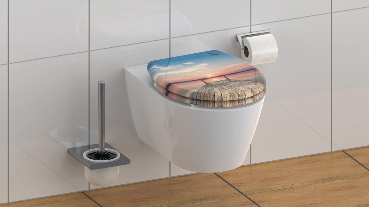SCHÜTTE WC-Bril 82378 SUNSET SKY - Duroplast - Soft Close - Afklikbaar - RVS-Scharnieren - Decor - 3-zijdige Print 4 SCHÜTTE WC-Bril 82378 SUNSET SKY - Duroplast - Soft Close - Afklikbaar - RVS-Scharnieren - Decor - 3-zijdige Print - Afbeelding 4