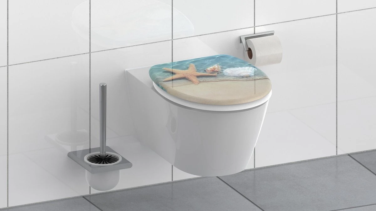 SCHÜTTE WC-Bril 82196 BEACH - Duroplast - Soft Close - Verchroomde Scharnieren - Decor - 1-zijdige Print 4 SCHÜTTE WC-Bril 82196 BEACH - Duroplast - Soft Close - Verchroomde Scharnieren - Decor - 1-zijdige Print - Afbeelding 4