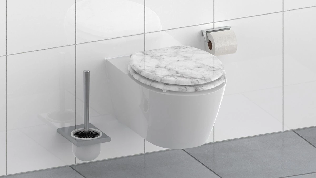 SCHÜTTE WC-Bril 80194 MARMOR STONE - MDF-Hout - Soft Close - Verchroomde Scharnieren - Decor - 3-zijdige Print 5 SCHÜTTE WC-Bril 80194 MARMOR STONE - MDF-Hout - Soft Close - Verchroomde Scharnieren - Decor - 3-zijdige Print - Afbeelding 5