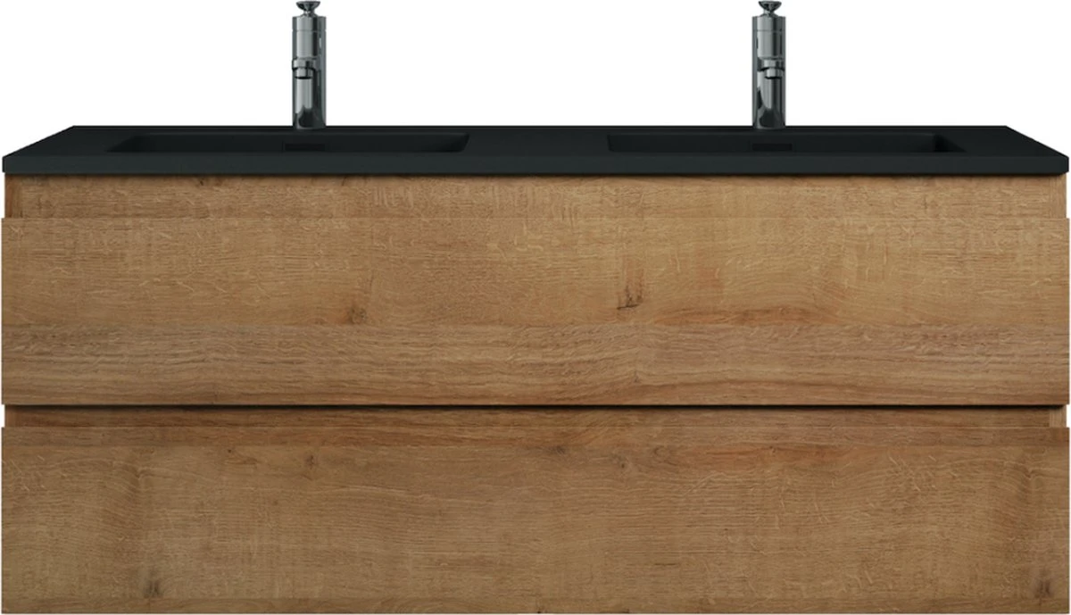 Badkamermeubel Angela 120cm Eiken - Badmeubel Met Zwarte Wastafel 11 Badkamermeubel Angela 120cm Eiken - Badmeubel Met Zwarte Wastafel - Afbeelding 11