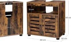 Nancy's Gaboury Badkamermeubel - Wastafelonderkast - Uitsparing - Open Vak - Openslaande Deuren - Industrieel - Bruin - Zwart - Bewerkt Hout - 60 X 30 X 63 Cm -Merkloos Verkoop 1200x721 1