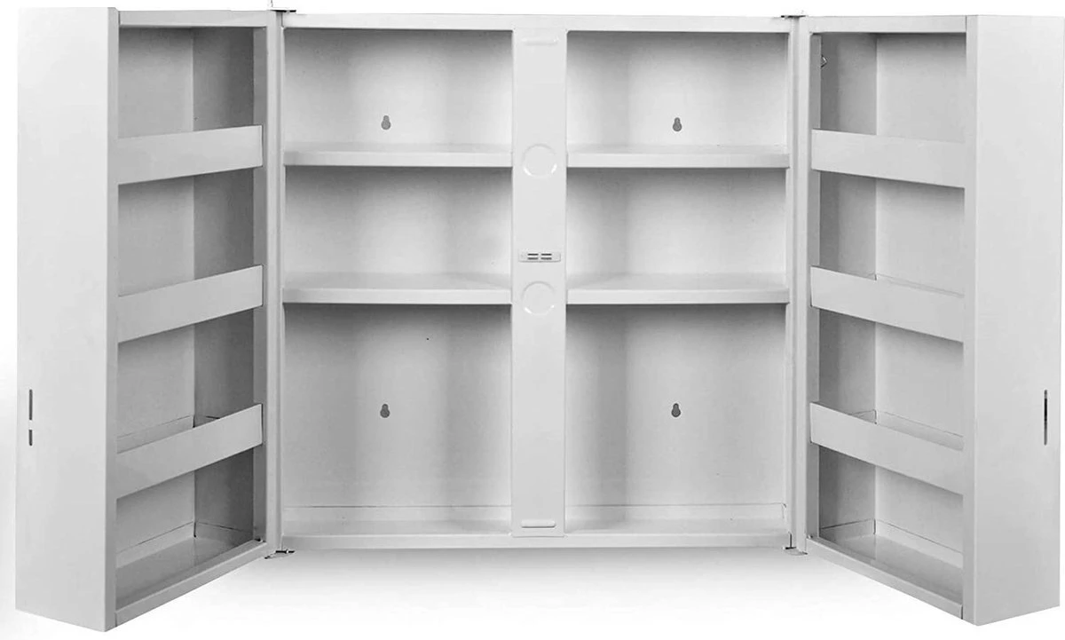 Jago - Afsluitbare XXL Medicijnkast Met 11 Vakken/Compartimenten - Staal - 2 Deuren - 53x53x20 Cm - Wit 17 Jago - Afsluitbare XXL Medicijnkast Met 11 Vakken/Compartimenten - Staal - 2 Deuren - 53x53x20 Cm - Wit - Afbeelding 17