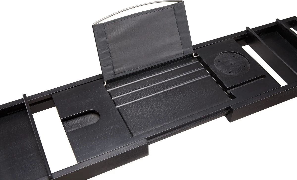 ACAZA Badrekje - Uitschuifbare Bamboe Bad Brug (Min 75 Cm - Max 109cm) - Verstelbare Plank Voor In Bad Met Tablet Houder - Zwart 7 ACAZA Badrekje - Uitschuifbare Bamboe Bad Brug (Min 75 Cm - Max 109cm) - Verstelbare Plank Voor In Bad Met Tablet Houder - Zwart - Afbeelding 7