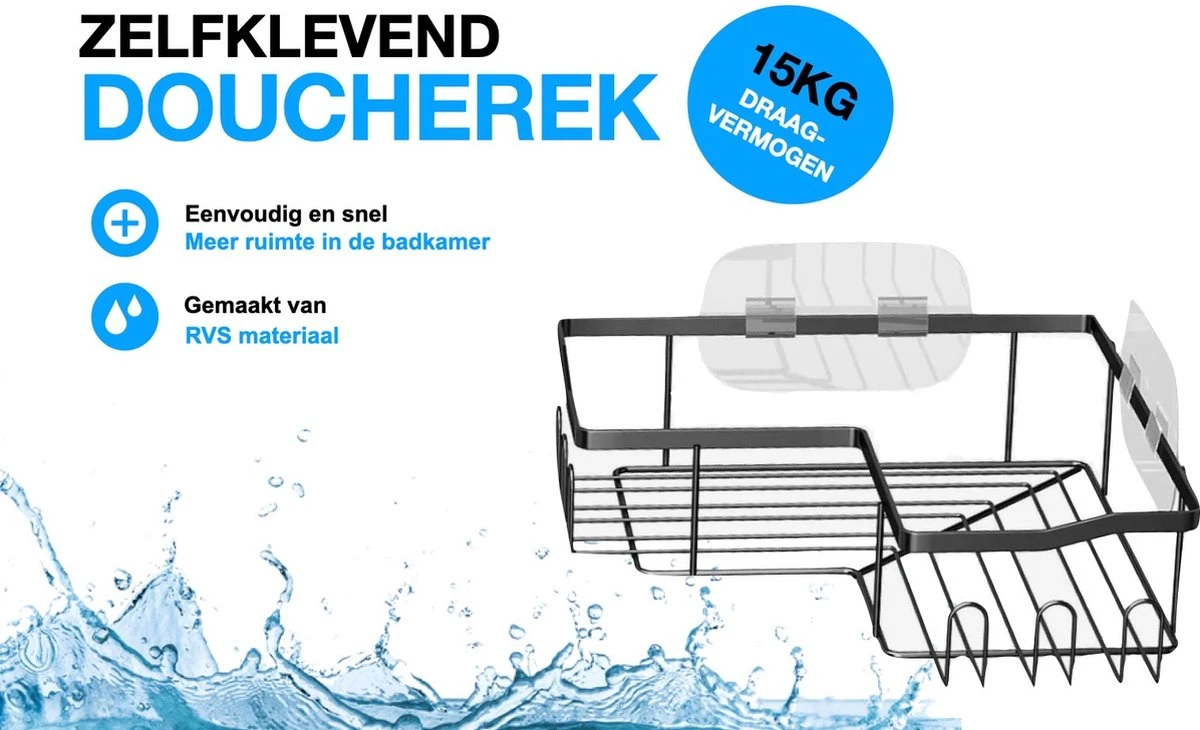 STRICX Doucherekhoek 2 Laags Zwart - Zonder Boren - Zelfklevend Doucherek - Doucherek - Doucherek Voor Badkamer/ Keuken - Doucherek Met Plakstrip - Keukenrek Met Plakstrip - Badrek Douche – Doucherek Hoekvorm - Badkamerrek Douchemandje 4 STRICX Doucherekhoek 2 Laags Zwart - Zonder Boren - Zelfklevend Doucherek - Doucherek - Doucherek Voor Badkamer/ Keuken - Doucherek Met Plakstrip - Keukenrek Met Plakstrip - Badrek Douche – Doucherek Hoekvorm - Badkamerrek Douchemandje - Afbeelding 4