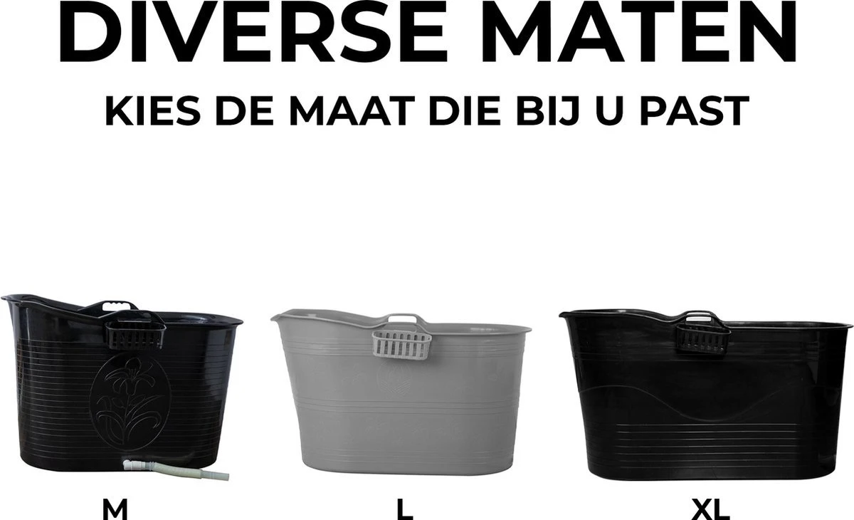 LIFEBATH - Zitbad Mira - Bath Bucket XL - Inclusief Hoofdkussen - 400L - Ligbad 122 Cm - Zwart 7 LIFEBATH - Zitbad Mira - Bath Bucket XL - Inclusief Hoofdkussen - 400L - Ligbad 122 Cm - Zwart - Afbeelding 7