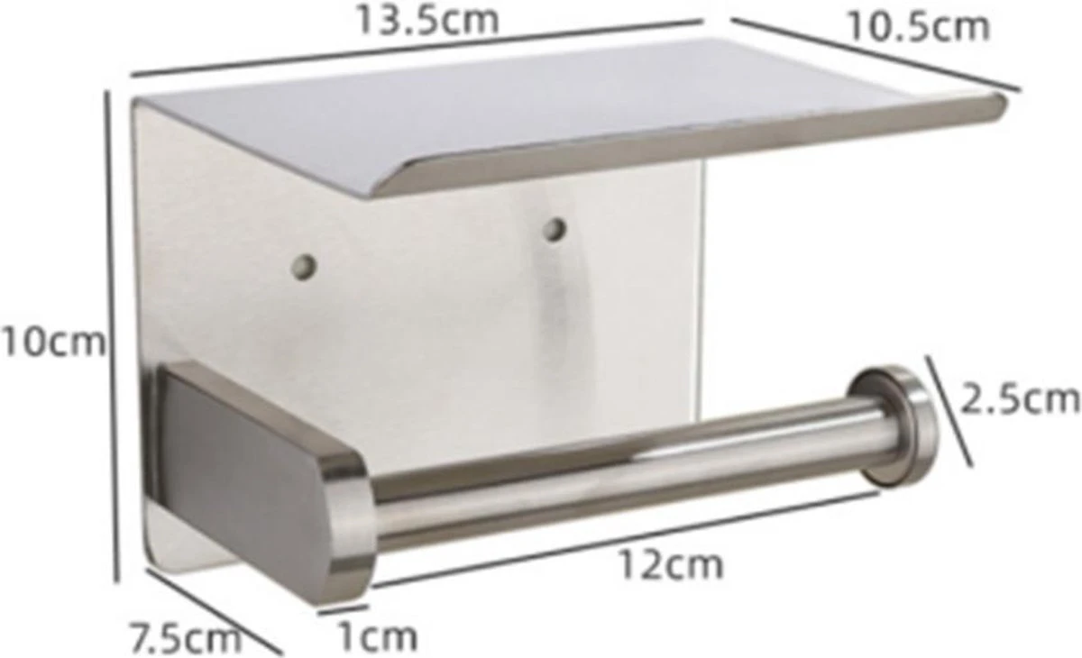Toiletrolhouder RVS Kleur Met Telefoonhouder - Wc-rol Houder - Mobiele Telefoonhouder - Bevestigen Zonder Boren Toiletrolhouders Met Planchet 4 Toiletrolhouder RVS Kleur Met Telefoonhouder - Wc-rol Houder - Mobiele Telefoonhouder - Bevestigen Zonder Boren Toiletrolhouders Met Planchet - Afbeelding 4