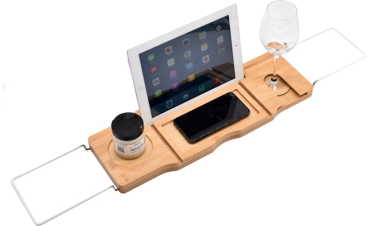 Badrek Bamboe Met IPAD Houder Galeara - Tablethouder - Telefoonhouder - Anti-slip Krasbescherming Badcaddy Badkuiprekje - Badrekje Uitschuifbaar Bamboe Hout 1 Badrek Bamboe Met IPAD Houder Galeara - Tablethouder - Telefoonhouder - Anti-slip Krasbescherming Badcaddy Badkuiprekje - Badrekje Uitschuifbaar Bamboe Hout