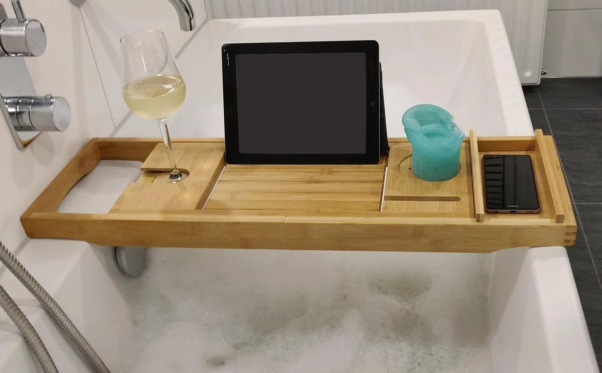 IVOL Badplank Bamboe - Badplank Hout Met Badrek Houders - Uitschuifbaar - 75 Tot 110 Cm 9 IVOL Badplank Bamboe - Badplank Hout Met Badrek Houders - Uitschuifbaar - 75 Tot 110 Cm - Afbeelding 9