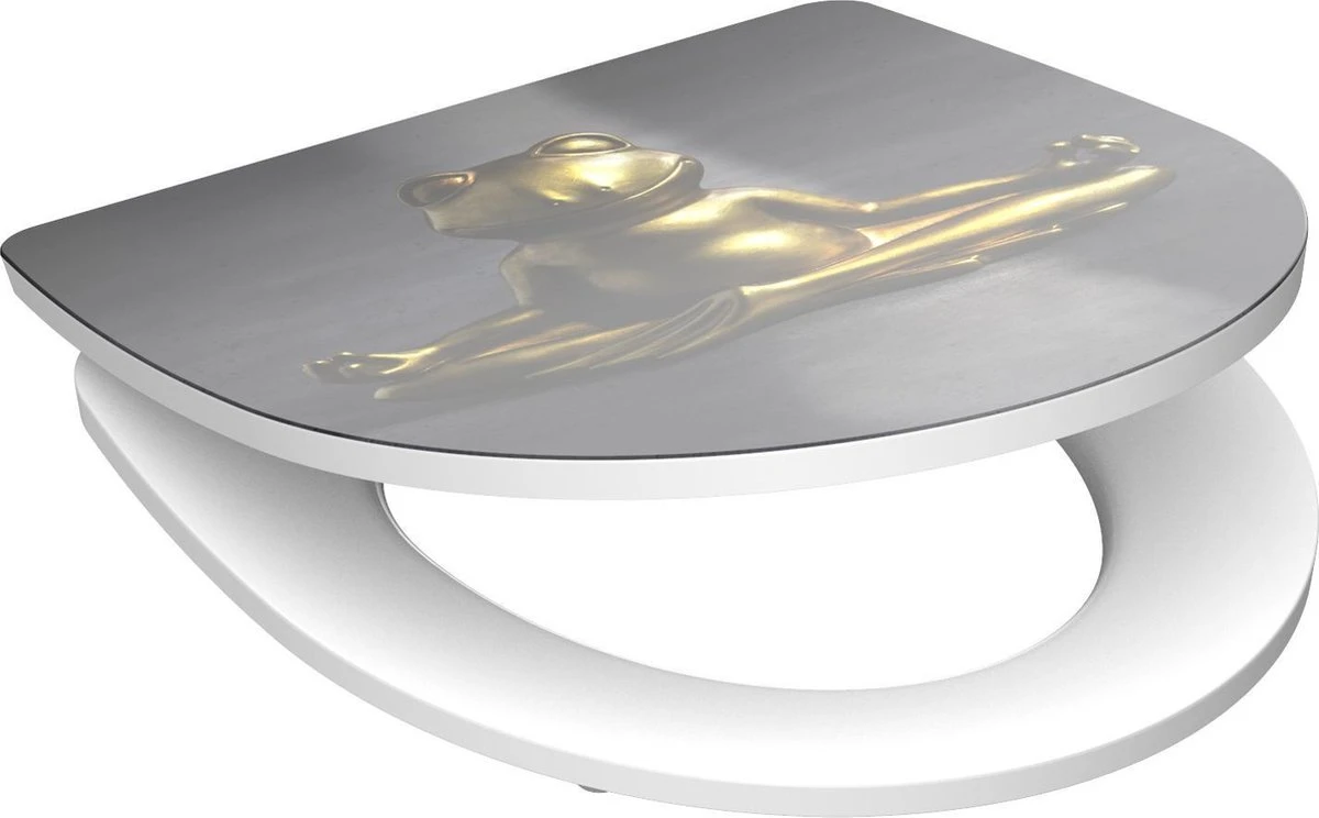 SCHÜTTE WC-Bril 82581 RELAXING FROG - High Gloss - Duroplast - Soft Close - Afklikbaar - RVS-Scharnieren - Decor - 1-zijdige Print 7 SCHÜTTE WC-Bril 82581 RELAXING FROG - High Gloss - Duroplast - Soft Close - Afklikbaar - RVS-Scharnieren - Decor - 1-zijdige Print - Afbeelding 7
